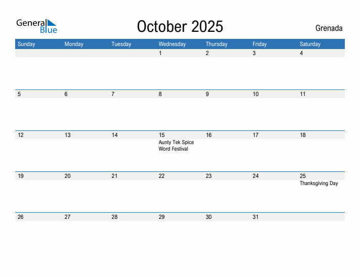 Fillable October 2025 Calendar