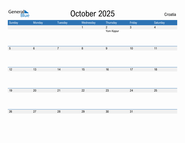 Fillable October 2025 Calendar