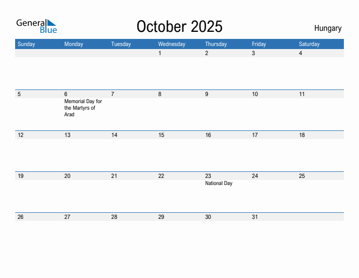 Fillable October 2025 Calendar