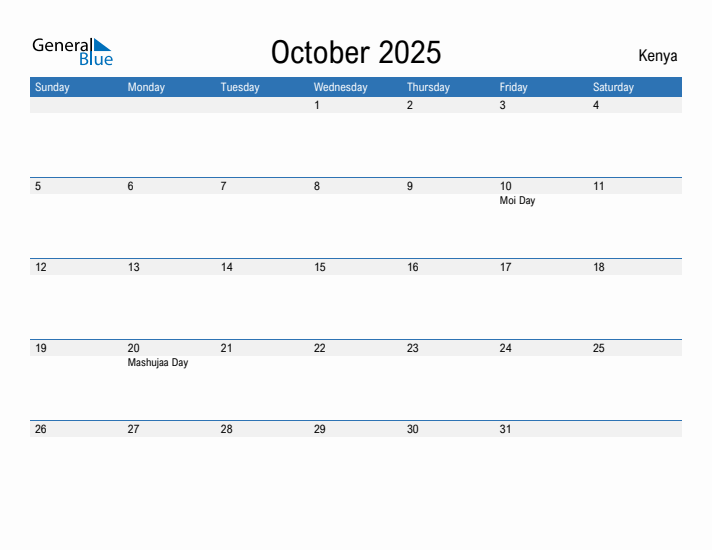 Fillable October 2025 Calendar