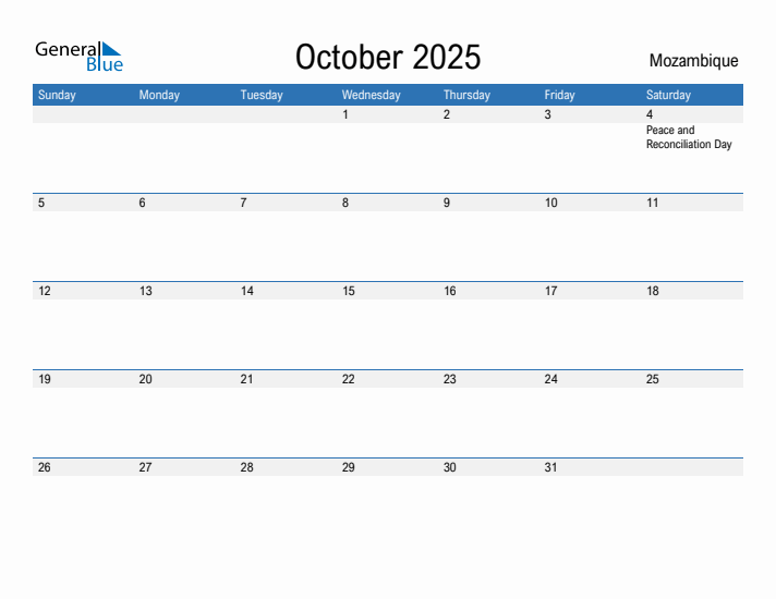 Fillable October 2025 Calendar