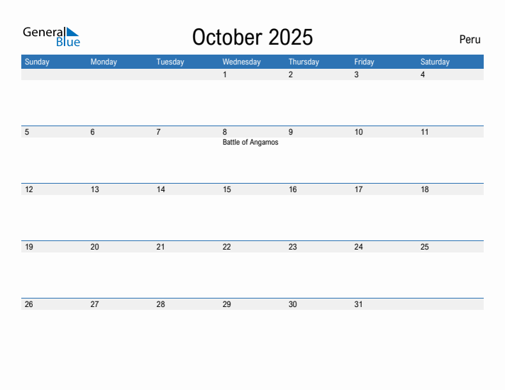 Fillable October 2025 Calendar