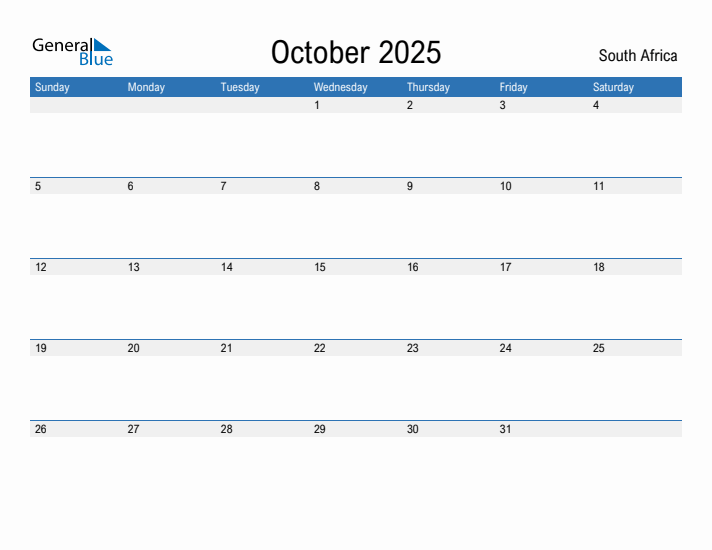 Fillable October 2025 Calendar