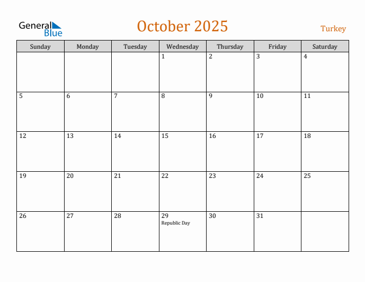 October 2025 Holiday Calendar with Sunday Start