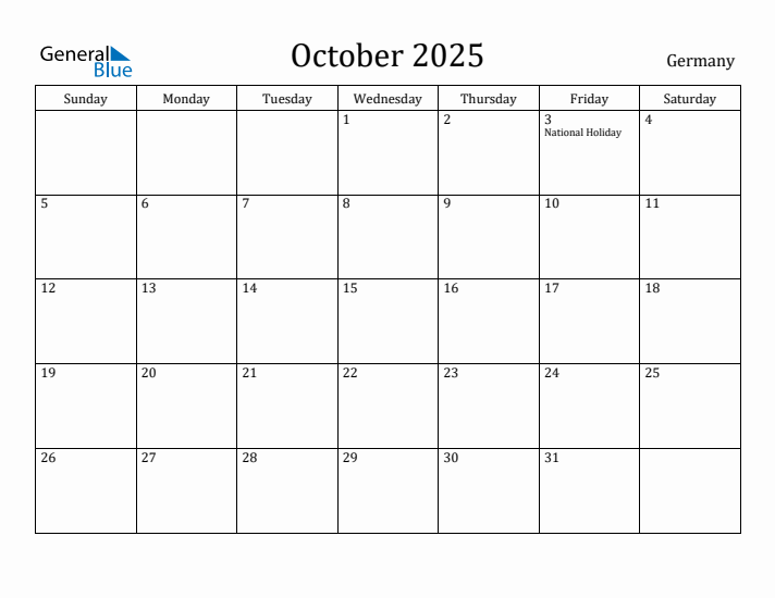 October 2025 Calendar Germany