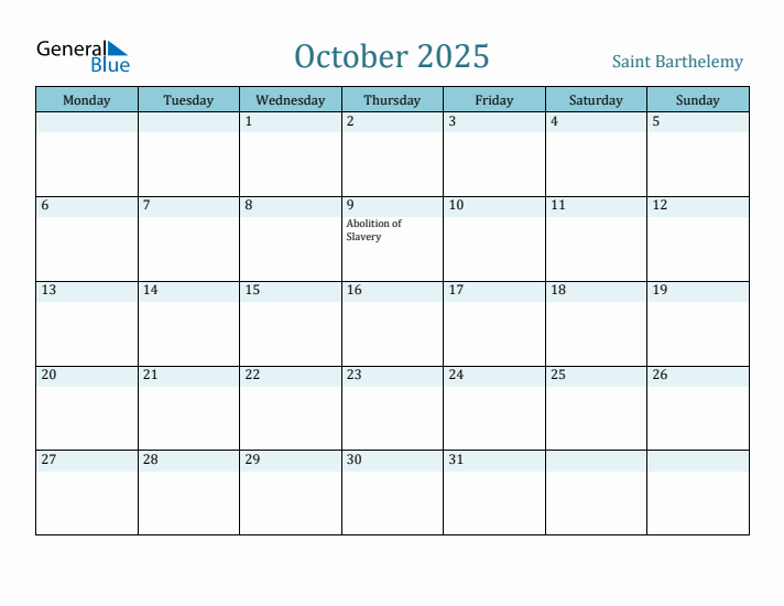 October 2025 Calendar with Holidays