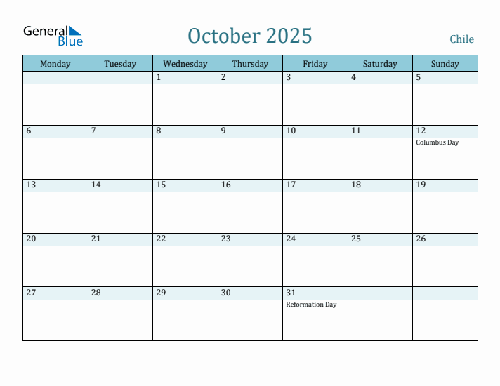 October 2025 Calendar with Holidays