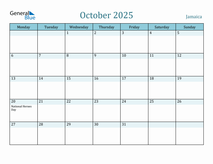 October 2025 Calendar with Holidays