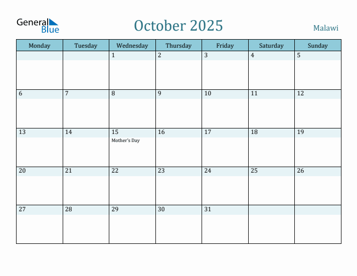 October 2025 Calendar with Holidays