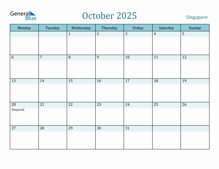 October 2025 Calendar with Holidays