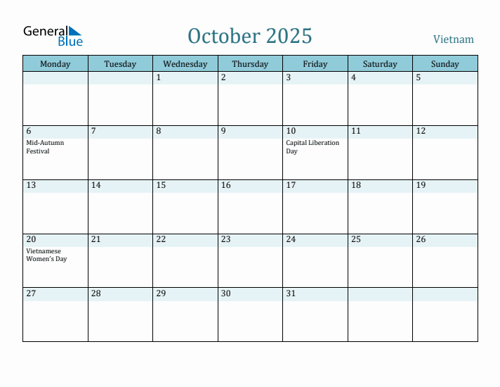 October 2025 Calendar with Holidays