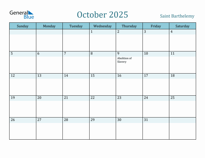 October 2025 Calendar with Holidays