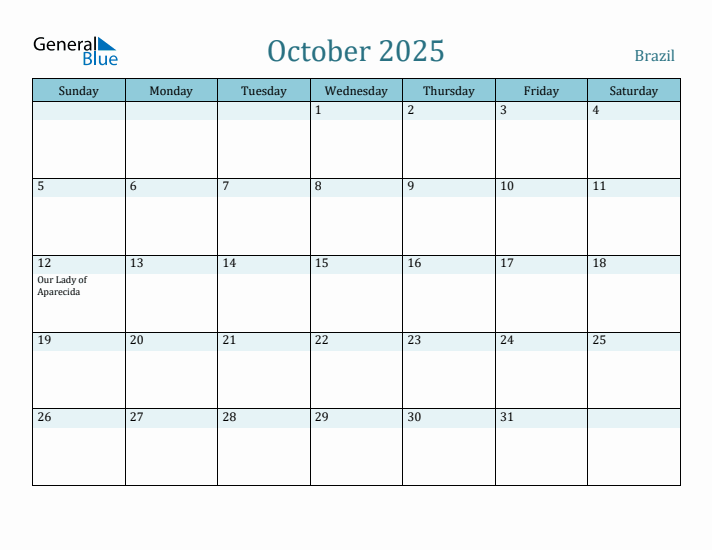 October 2025 Calendar with Holidays