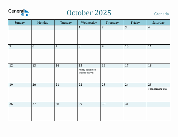 October 2025 Calendar with Holidays