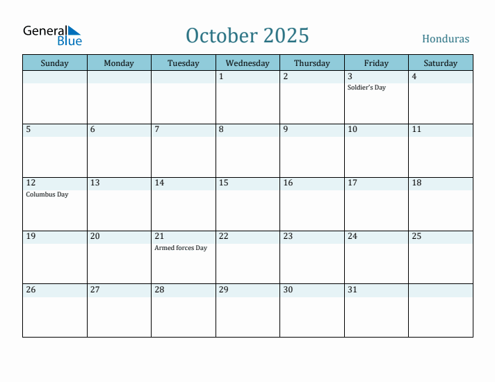 October 2025 Calendar with Holidays