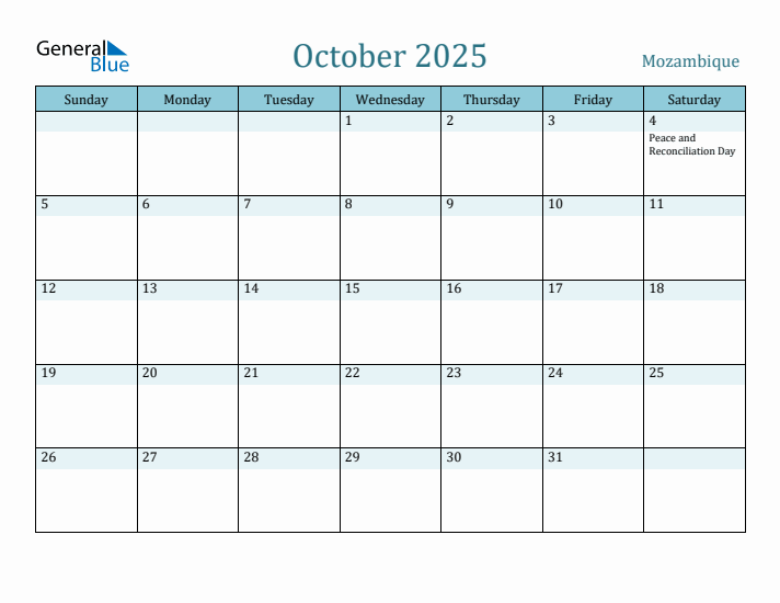 October 2025 Calendar with Holidays