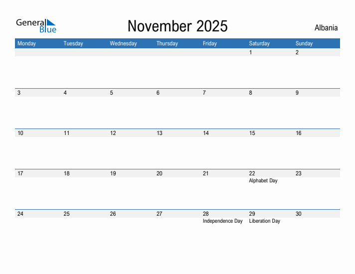 Fillable November 2025 Calendar