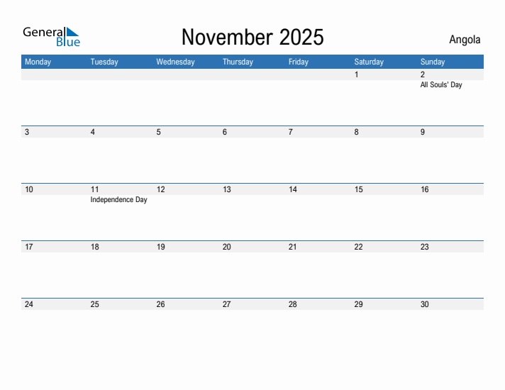 Fillable November 2025 Calendar