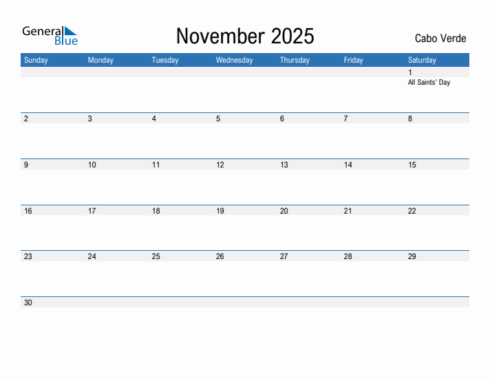 Fillable November 2025 Calendar