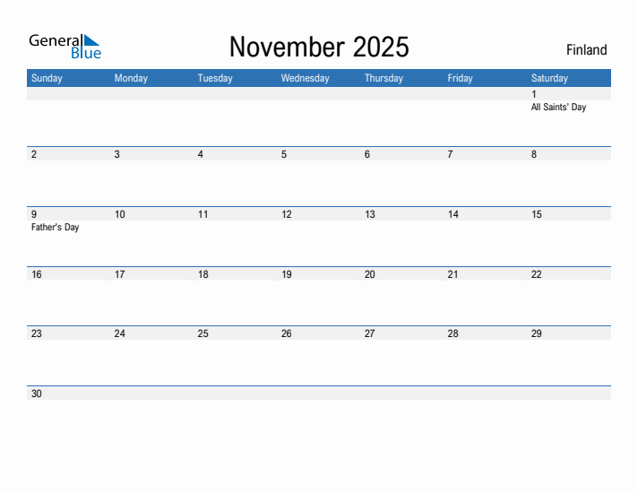 Fillable November 2025 Calendar