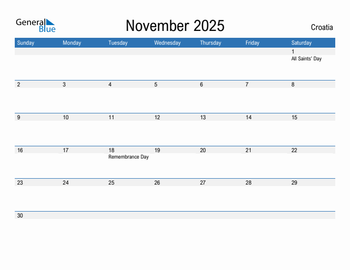 Fillable November 2025 Calendar