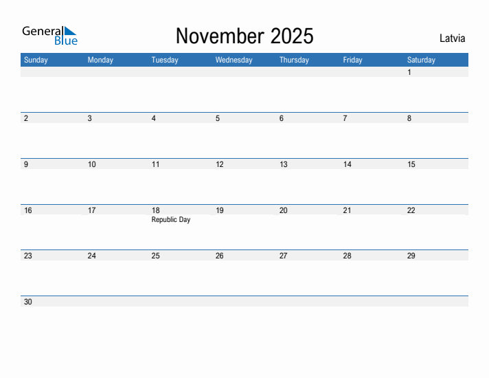 Fillable November 2025 Calendar