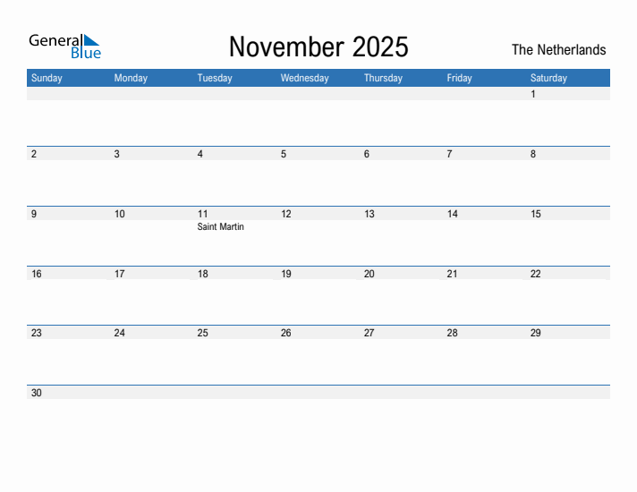 Fillable November 2025 Calendar