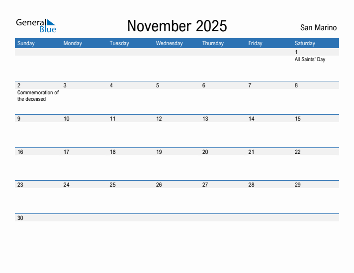 Fillable November 2025 Calendar