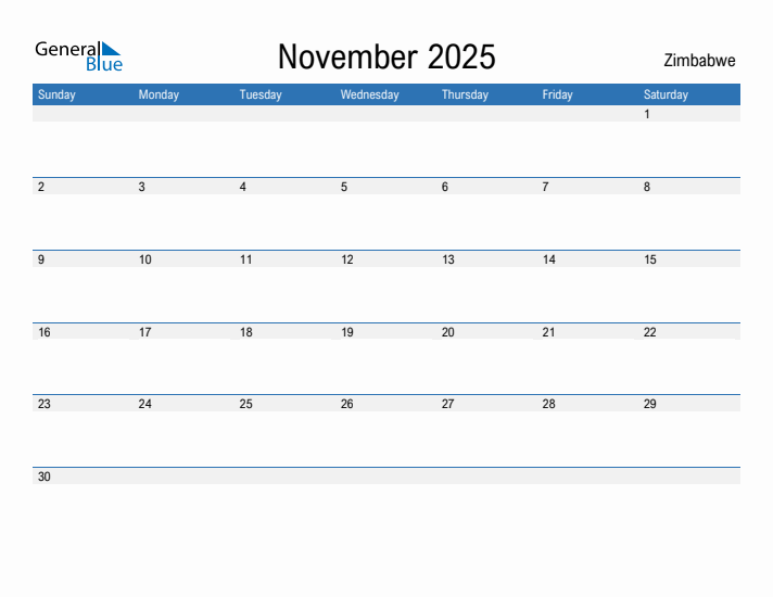 Fillable November 2025 Calendar