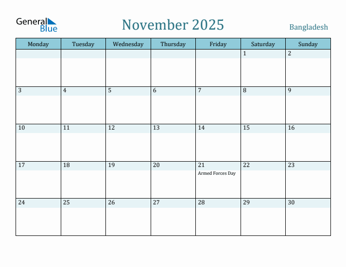 November 2025 Calendar with Holidays