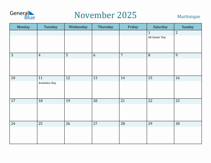 November 2025 Calendar with Holidays