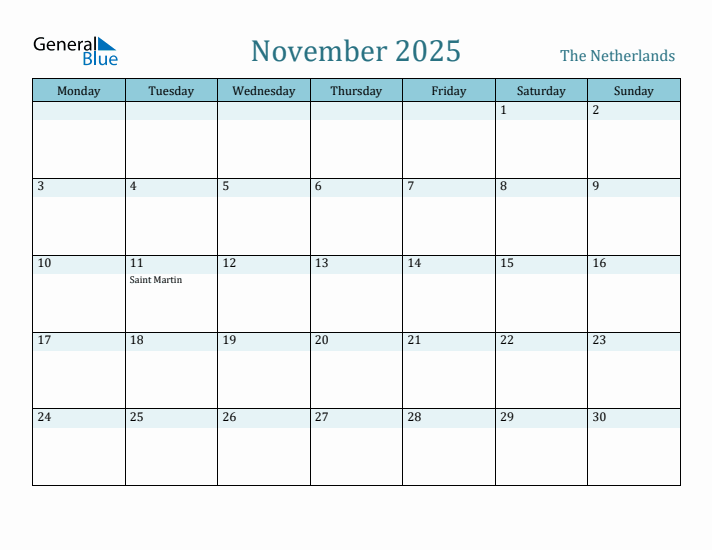 November 2025 Calendar with Holidays