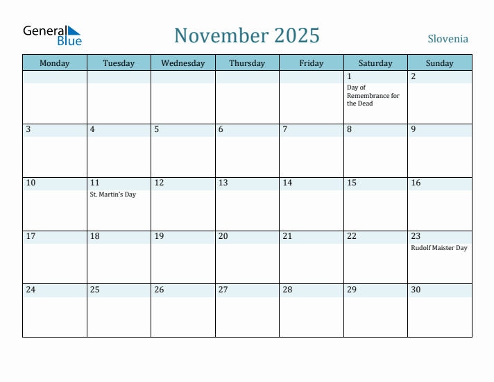 November 2025 Calendar with Holidays