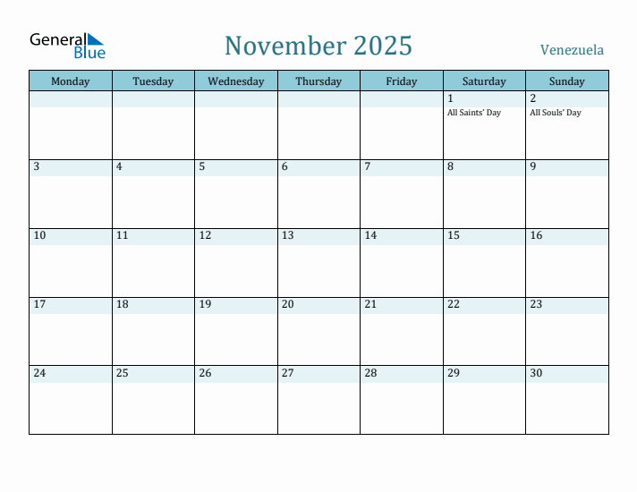 November 2025 Calendar with Holidays