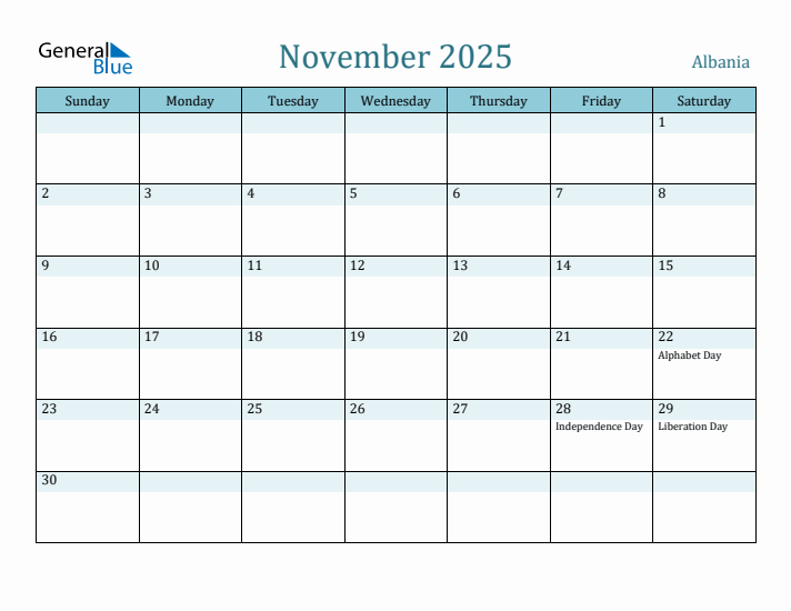 November 2025 Calendar with Holidays