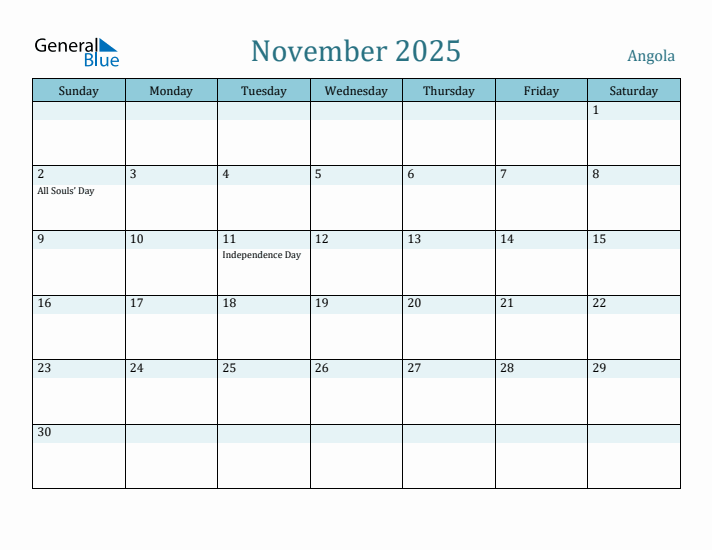 November 2025 Calendar with Holidays