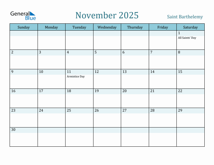 November 2025 Calendar with Holidays