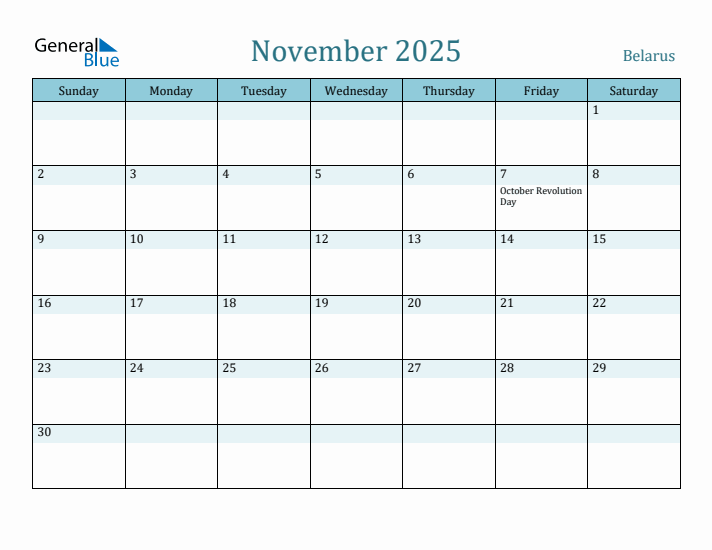 November 2025 Calendar with Holidays