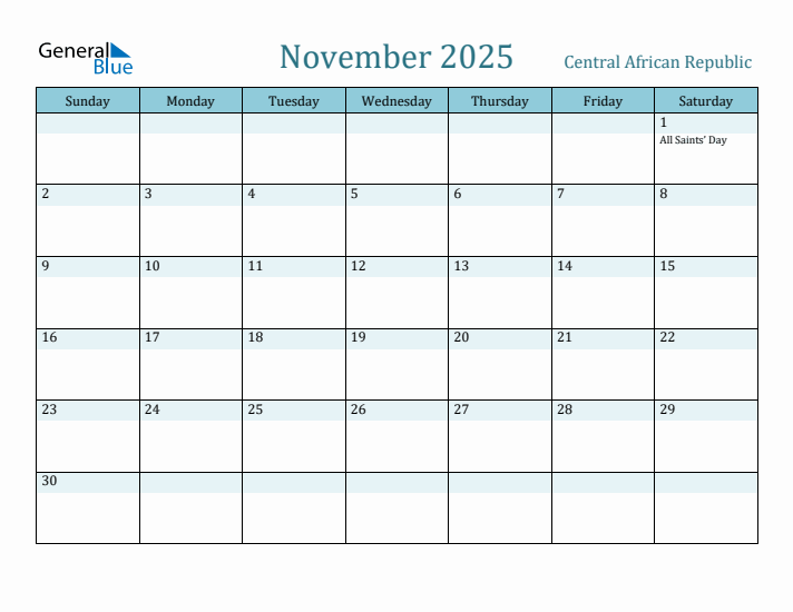 November 2025 Calendar with Holidays