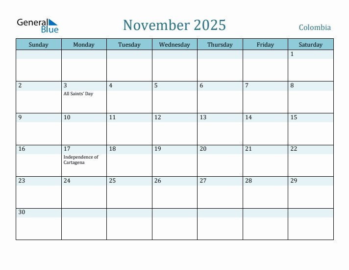 November 2025 Calendar with Holidays