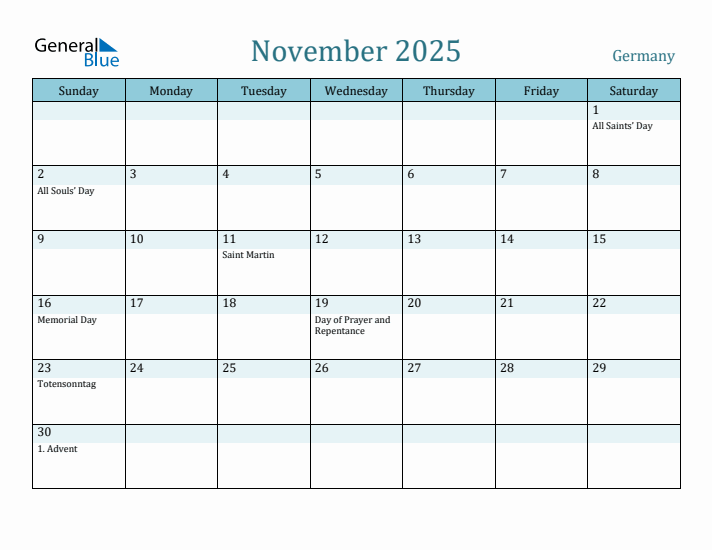 November 2025 Calendar with Holidays