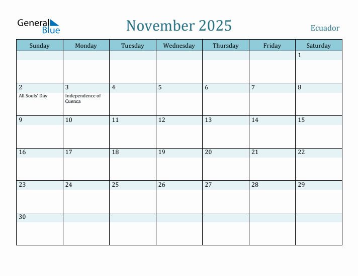 November 2025 Calendar with Holidays