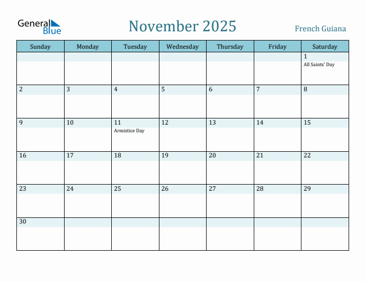 November 2025 Calendar with Holidays