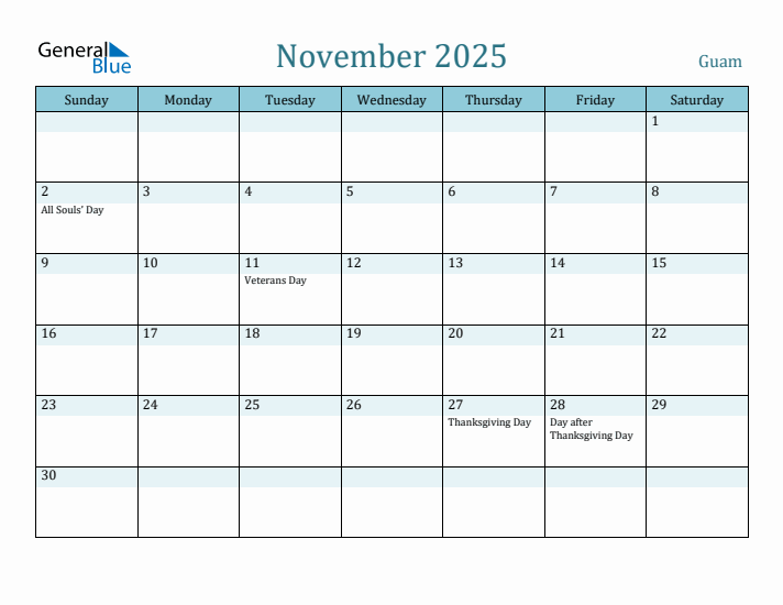 November 2025 Calendar with Holidays