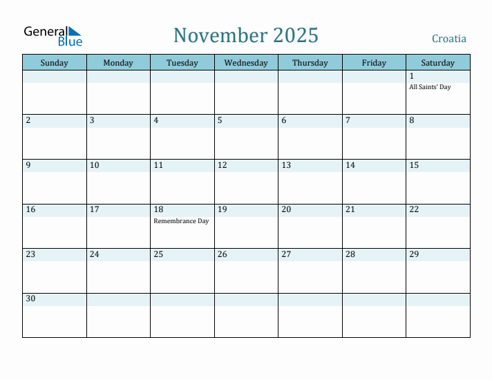 November 2025 Calendar with Holidays