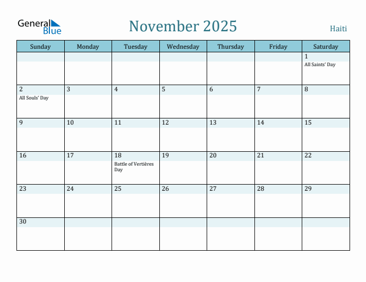 November 2025 Calendar with Holidays