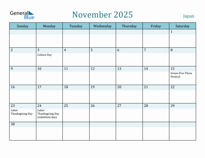 November 2025 Calendar with Holidays