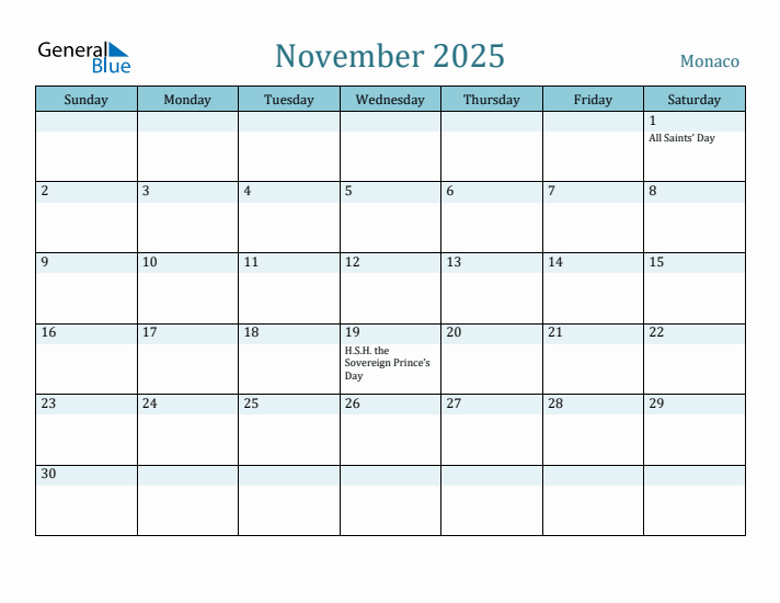 November 2025 Calendar with Holidays