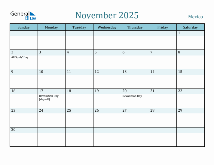 November 2025 Calendar with Holidays