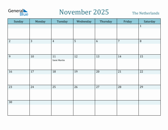 November 2025 Calendar with Holidays